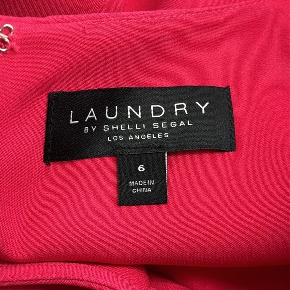 Laundry by Shelli Segal NWT Pink Fiesta Bell Sleeve V Neck Shift Dress Size 6 - Picture 6 of 7